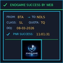 EndGame Tatkal Software booking result